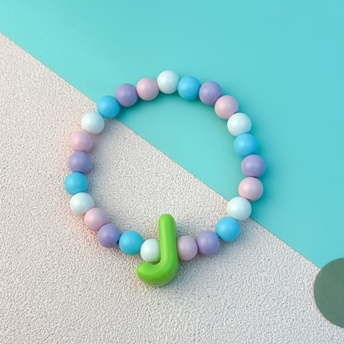 Playful Cartoon Macaron Multicolor Letter Elastic Bracelet