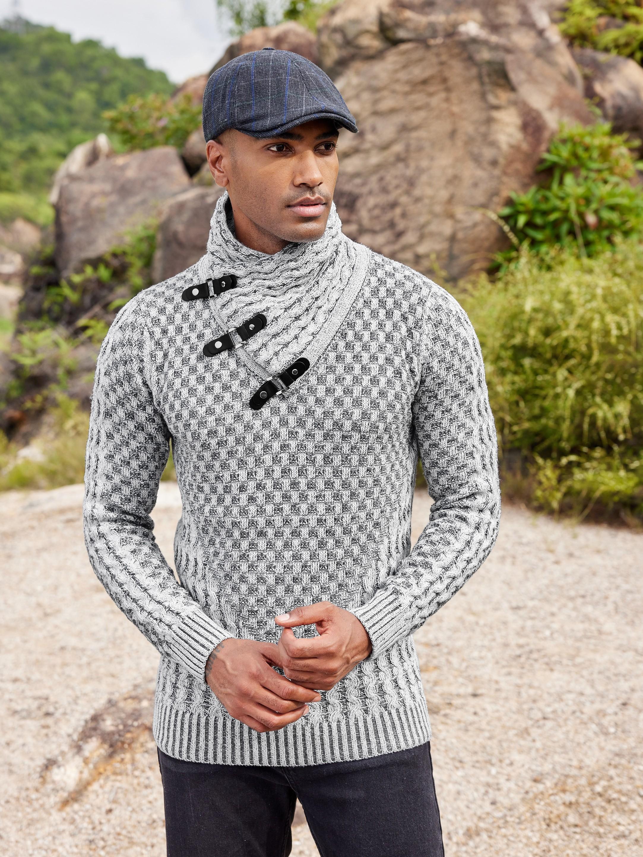 *'s Turtleneck Sweater Long Sleeve, Button Detail, Stretch Ribbed  Texture, Casual Pullover for Fall/Winter, Royal Blue