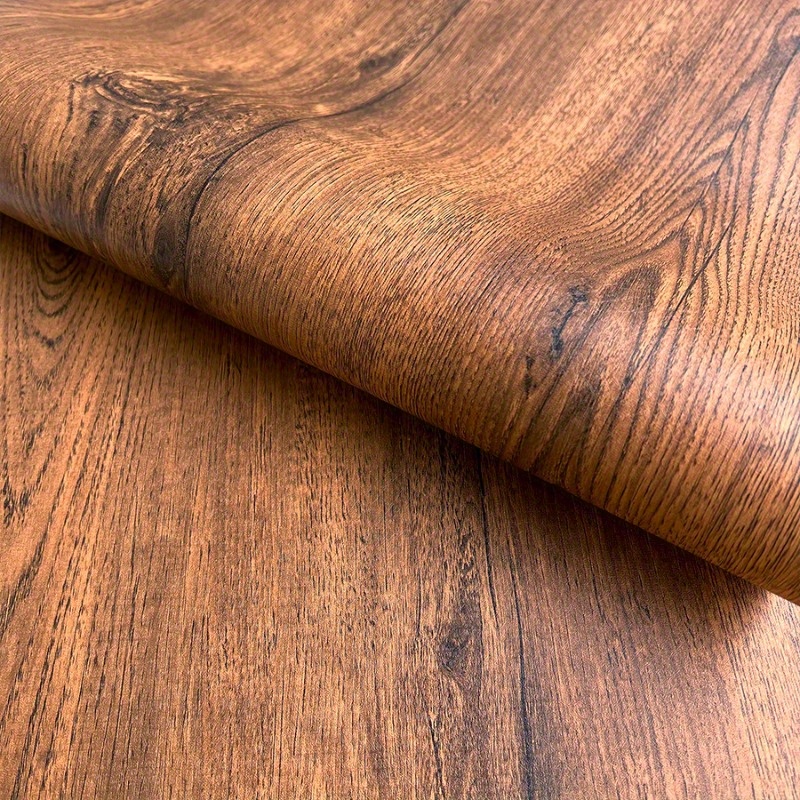 TEMU Self Adhesive Waterproof Wallpaper Brown Wood Grain Easy To Wallpaper For Home Sticker Background Wall Covering Extra Thick Wood Pattern