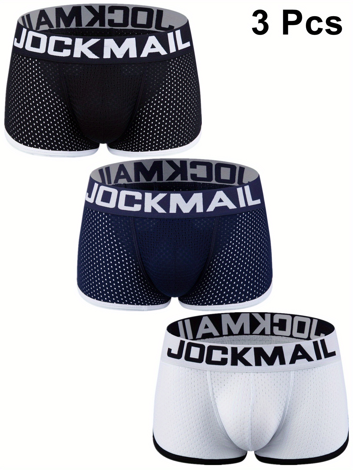 3pcs mens hip lifting pants with removable front and back sponge pads for   buttocks sexy shaping mens underwear breathable mesh fabric contrasting color letter belt hip enhancing and adjustable boxer briefs