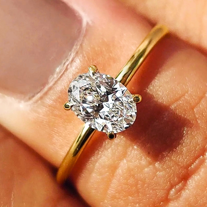 Women's 1/2/3 Carat Elegant Oval Moissanite Ring, Classic Design