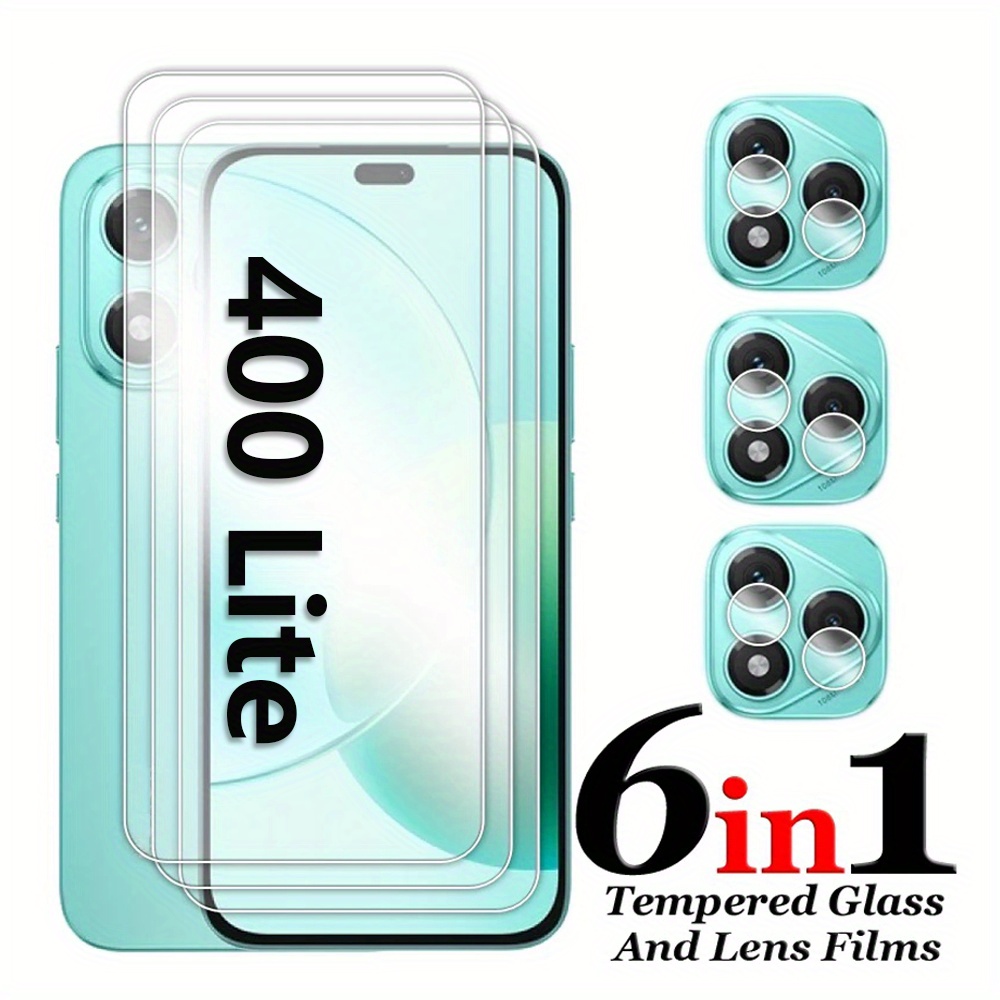E-shop 6-in-1 Displayschutzfolie und Objektiv-Schutz aus gehärtetem Glas für Honor 400 Lite, Kameraschutzfolie für Honor 400 Lite HD Kamera