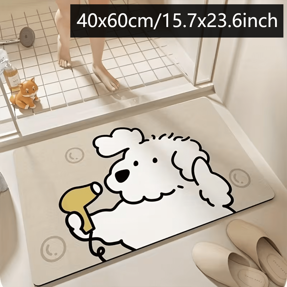 TEMU Square Bathroom Floor Mat Diatomaceous Earth Material Rubber Base Non Slip Water Absorbent Rug For Toilet And Kitchen
