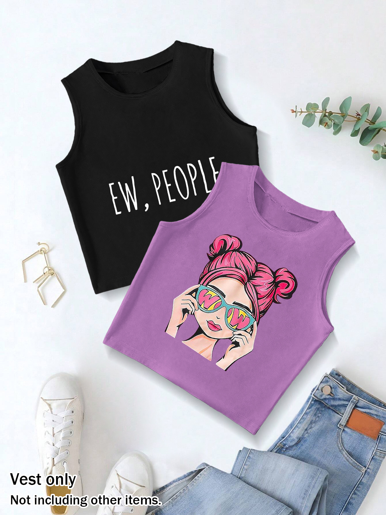 pokloni za ljeto: djevojke crop sleeveless tank printom šarenih srca - dječja moda