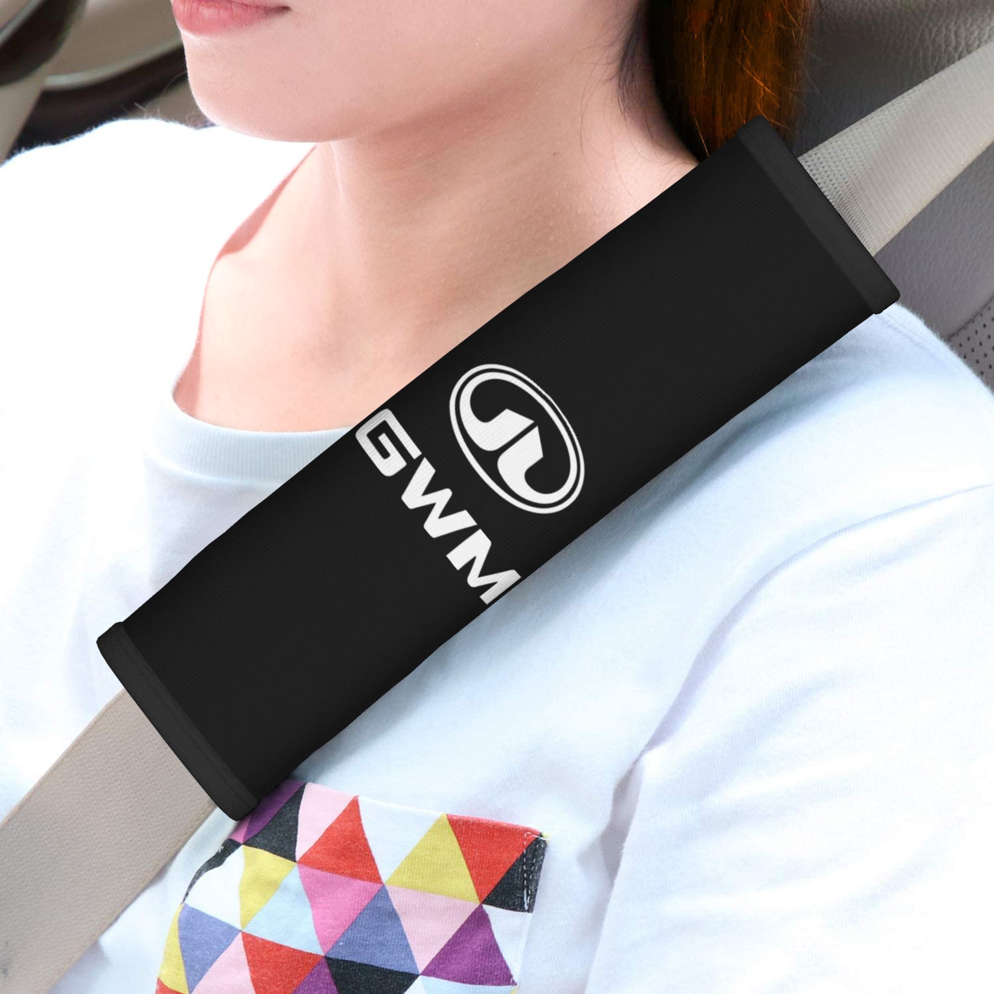 TEMU 1pc Car Seat Belt Cover, Gwm Cars Letter Logo Graphic Print Soft And Interior Enhancement Trim, Multi-functional Shoulder Strap Protector,