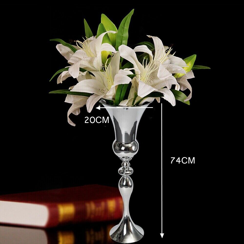TEMU Cncest Floor Vase, Flower Vase, Large Metal Vase, Trophy Vase, Iron Table Vase, Decorative Vase, Modern Silvery Vase, Silvery, 74 Silvery