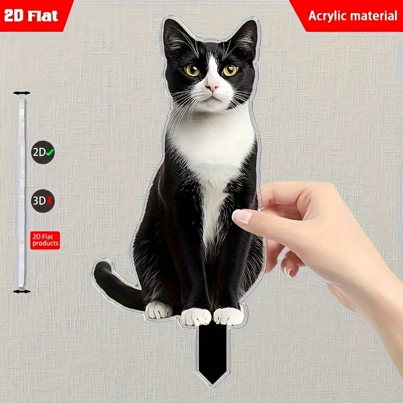 E-shop 2D Flach, 2D Flachdruck, Acryl Niedliche Katze Gartenschild Dekoration, Gartenstecker Hofschild, Gartendekoration Bodenstecker, Outdoor