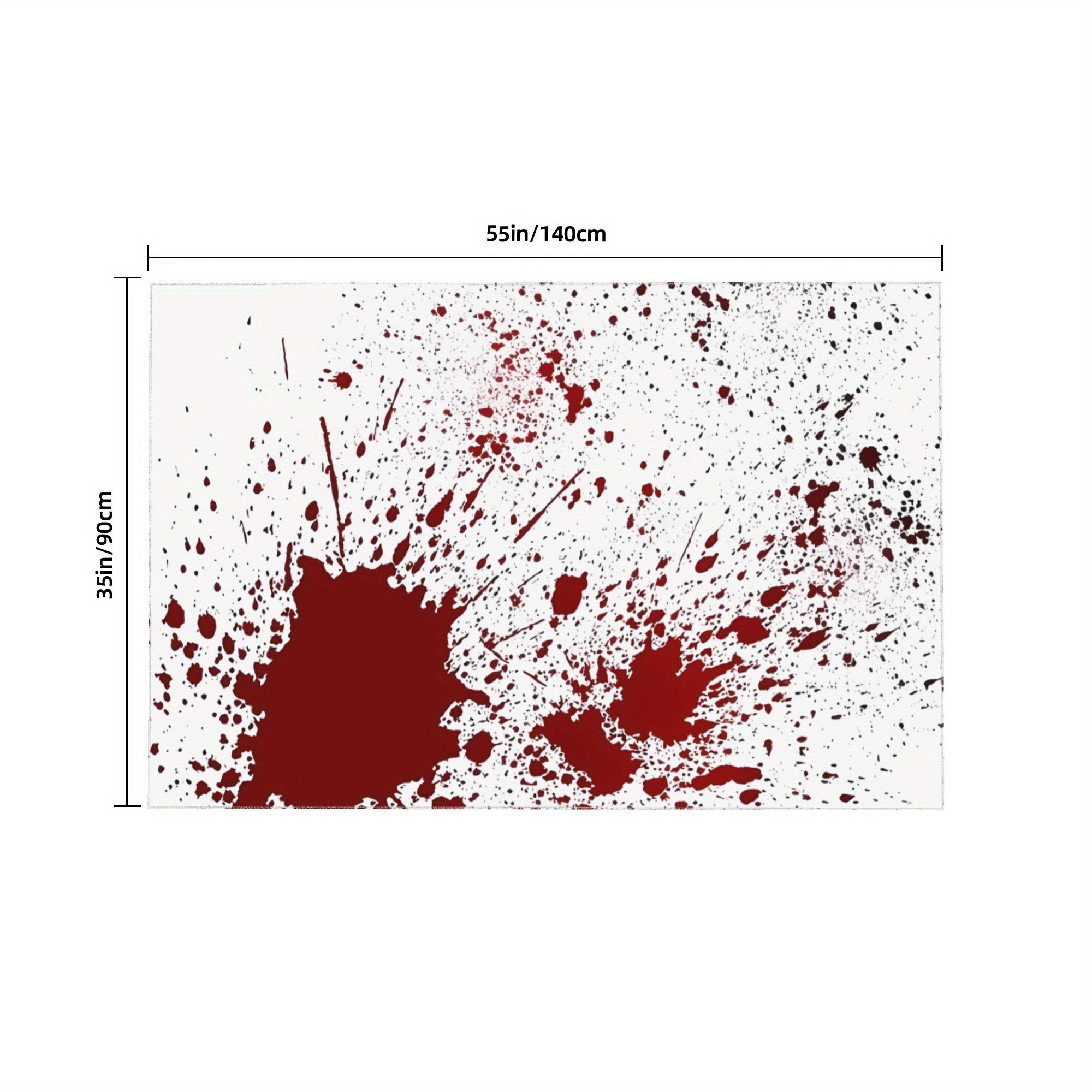 Image of 1pc Realistic Blood Splatter Table Cover - Machine- Bloodstain Tablecloth Suitable For Horror Parties, Scenes, Weddings, Picnics, Camping & Themed Events - - Decor (35in 55in)