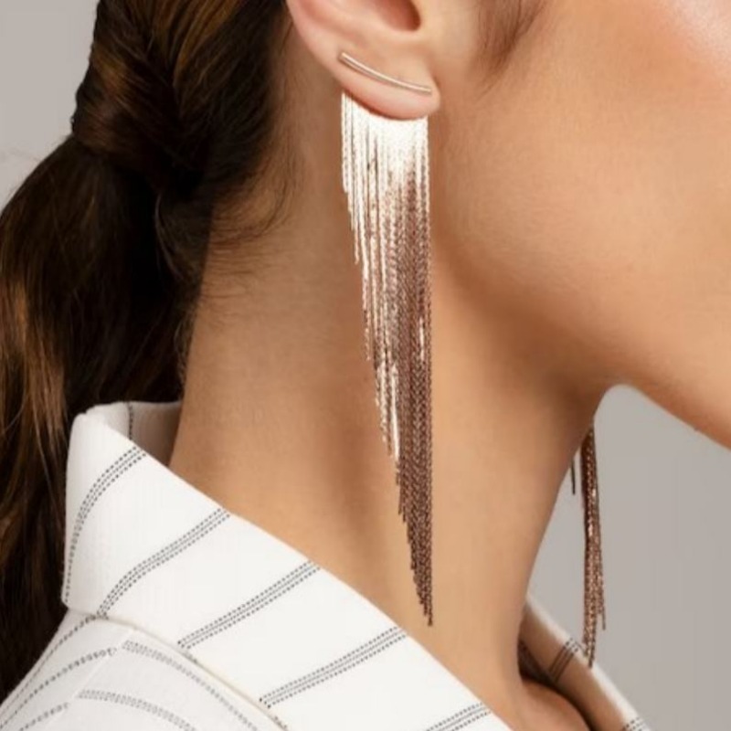 E-shop Funkelnde roségoldene Ohrringe, modische, unregelmäßige, quastenförmige Luxus-Ohrringe für Damen, hochwertige