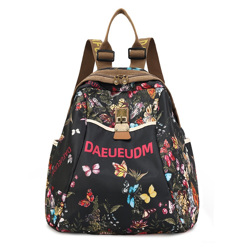 Image of Women's Bohemian Large Capacity Backpack - Multicolor Ethnic Travel Rucksack With Winged , Hand Washable Fabric Suitable For Commuting,,, & Daily Use, Casual Carryall