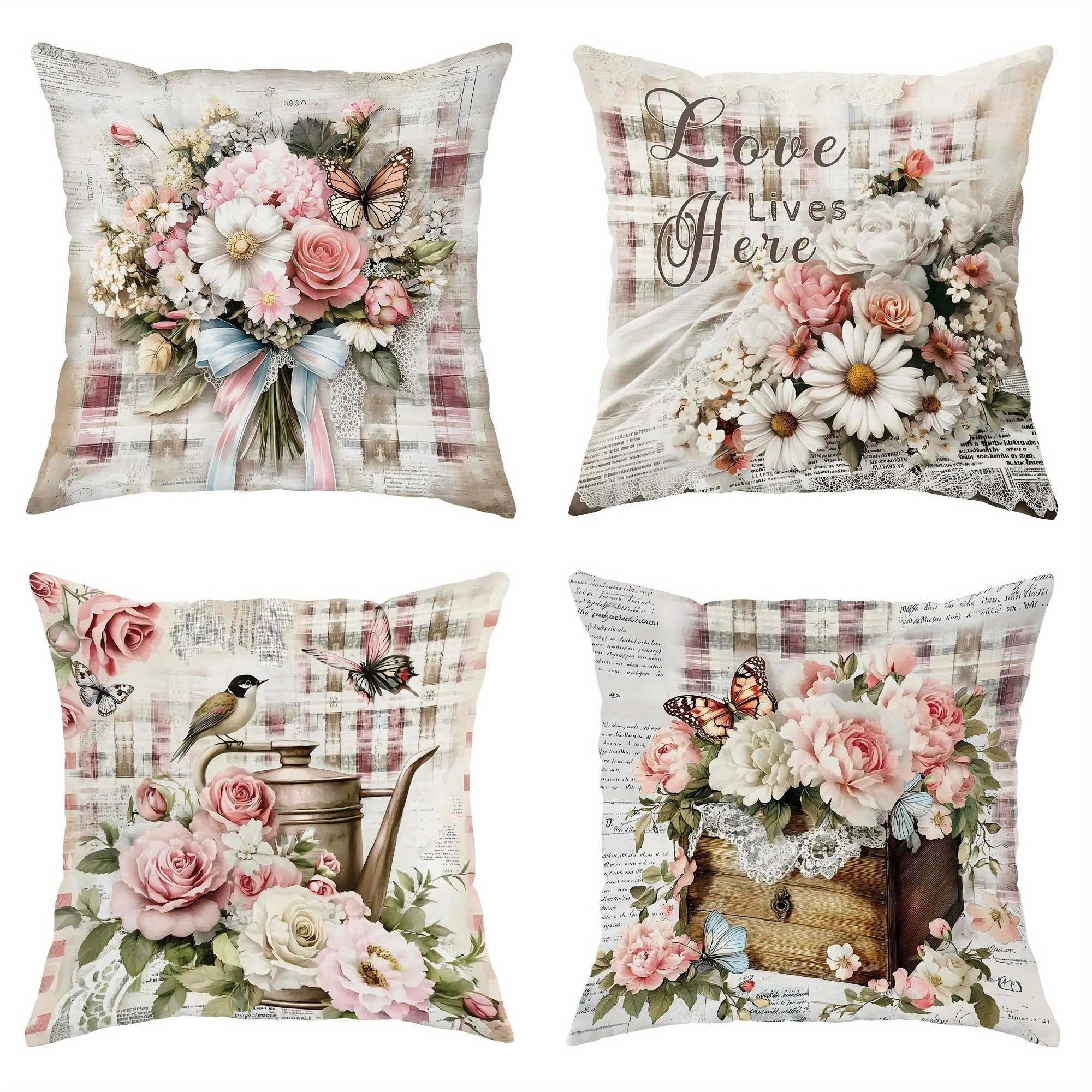 TEMU 4pcs Vintage Pastoral Style Cushion Covers | The 