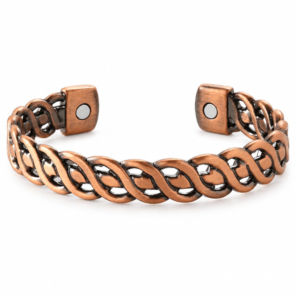 TEMU Ancient Red Copper Twisted Braided Open-end Bracelet For Men, Magnetic Clasp Metal Wristband, Vintage Fashion Bangle Jewelry, Gift For Father Or