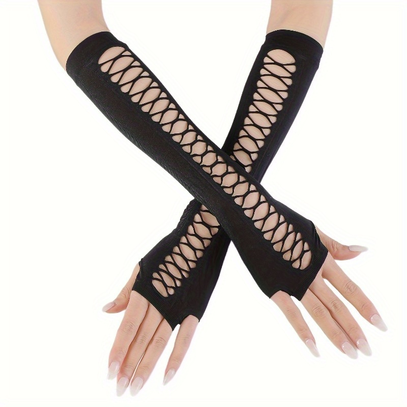 1 Paar Damen Gothic Steampunk Handschuhe - Langarm Offene Finger  Viktorianischer Stil Handwaschbar Schwarze Spitzenhnliche  Handgelenkmanschette & Fingerspitzen fr Kostmpartys,  Themenveranstaltungen ...