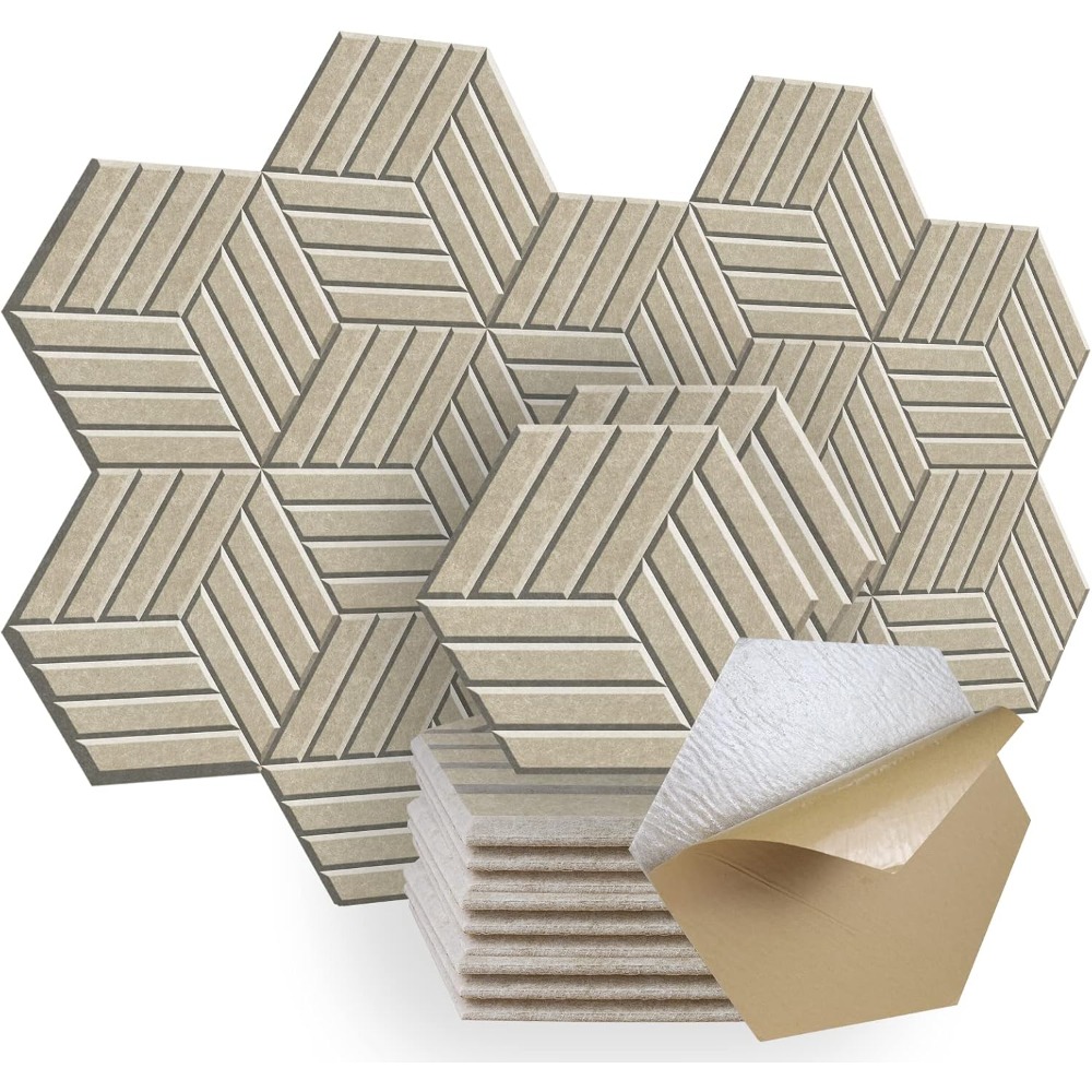 E-shop 12er Pack Schallschutz Wandpolsterung, Akustikpaneele Hexagon Selbstklebend, 12" X 10" X 0.4" Absorptionspaneel für Zuhause und Büros