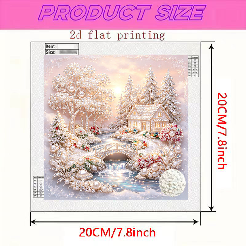 TEMU 2d Flat 1pc Handmade Pearl Painting Kit, Art Cartoon Beautiful Christmas Halloween Greeting Card Cartoon , Latest , Self-adhesive Diamond