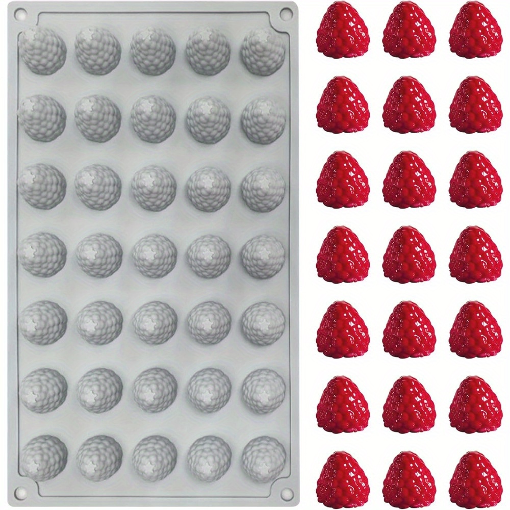 Image of 3d Raspberry Silicone Mold For Baking - 35- Chocolate, Fondant, Candy, Gummy, Jelly, Ice Cream, Mini Candle - Christmas Baking Essentials, Baking Accessories|decorative Baking Mold|durable Silicone