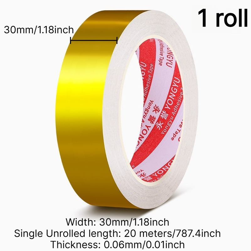 TEMU 1 Rouleau de Ruban Adhésif Autocollant en pour Décoration DIY, Papier Peint Imperméable Amovible et Film Autocollant à Rayures Dorées