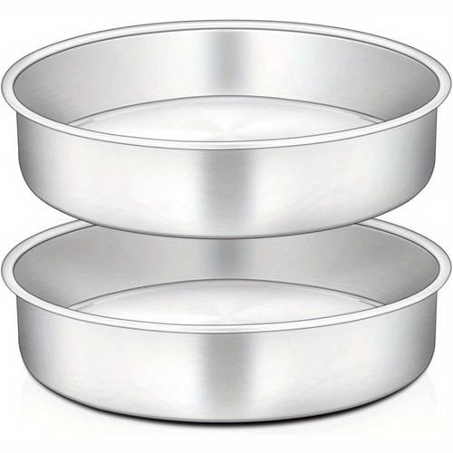 2pcs 7 inch heavy duty round baking pans non stick heating scratch resistant surface suitable for cheesecake dessert pizza and sandwich cake leak proof kitchen essential