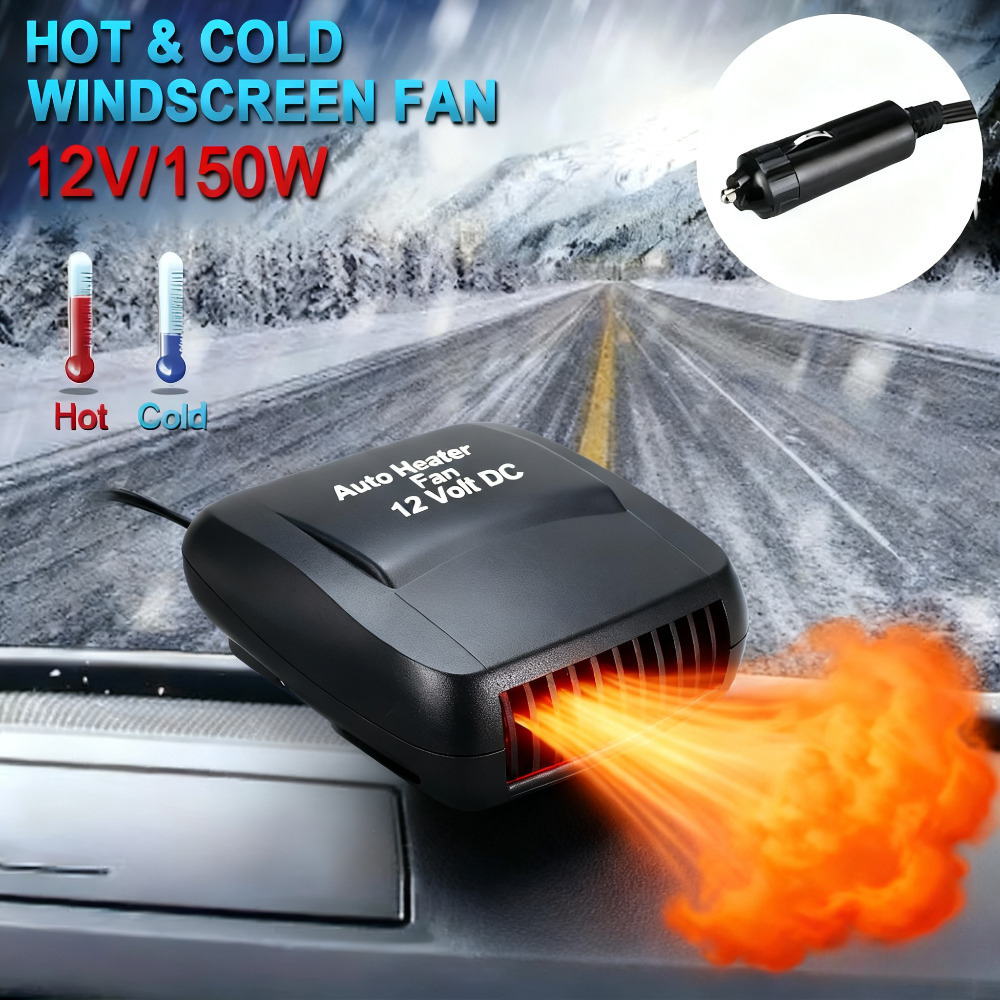 TEMU Car Heater Fan Portable Electric Vehicle For Windshield Car Plug Plug Black Heating For Winter Driving