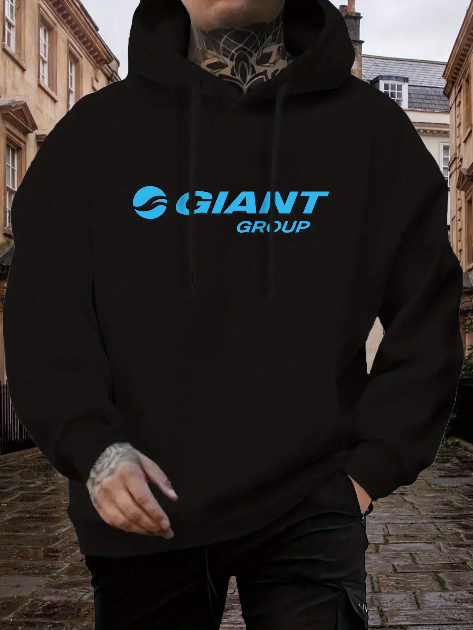 mens casual fleece lined hoodie with   logo warm pullover for fall and winter outdoor wear gray with blue print hooded design comfortable for casual attire essential hoodie black 0