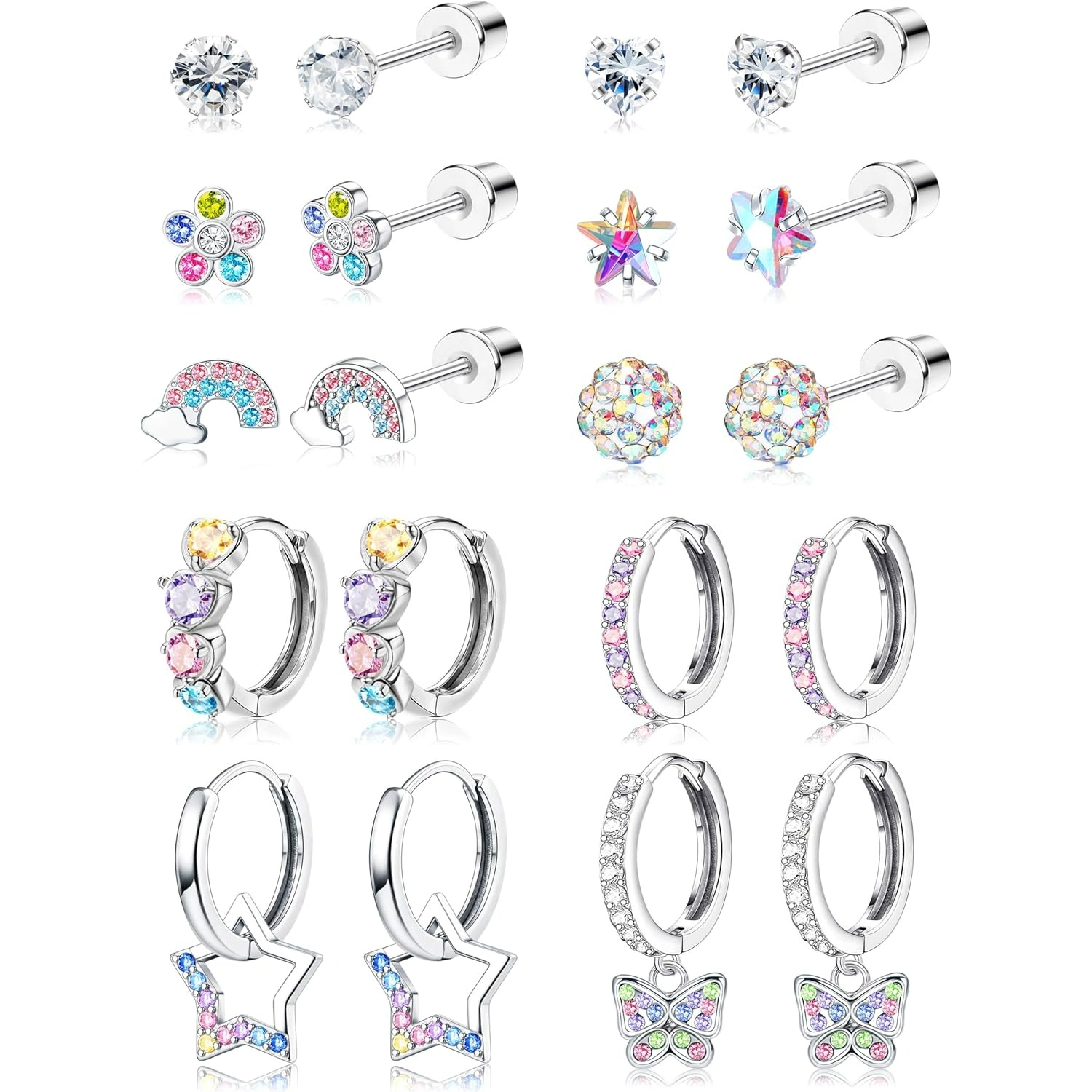 TEMU 10 Pairs Hypoallergenic Surgical Stainless Steel Earrings For Women Suitable For Sensitive Ears - Sensitive Ear Piercing, Sensitive Ear Care,