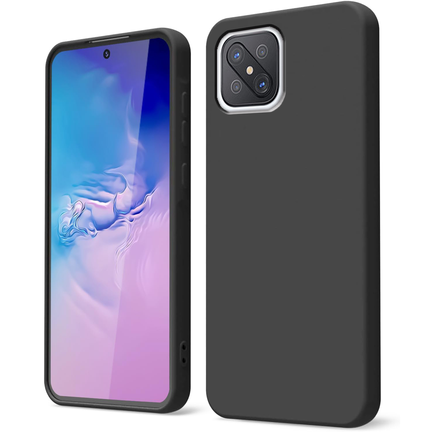 TEMU para OPPO Reno4 Z 5G, Reno 4Z, A92s, Carcasa de silicona negra, antiarañazos, a prueba de golpes, cubierta con parachoques