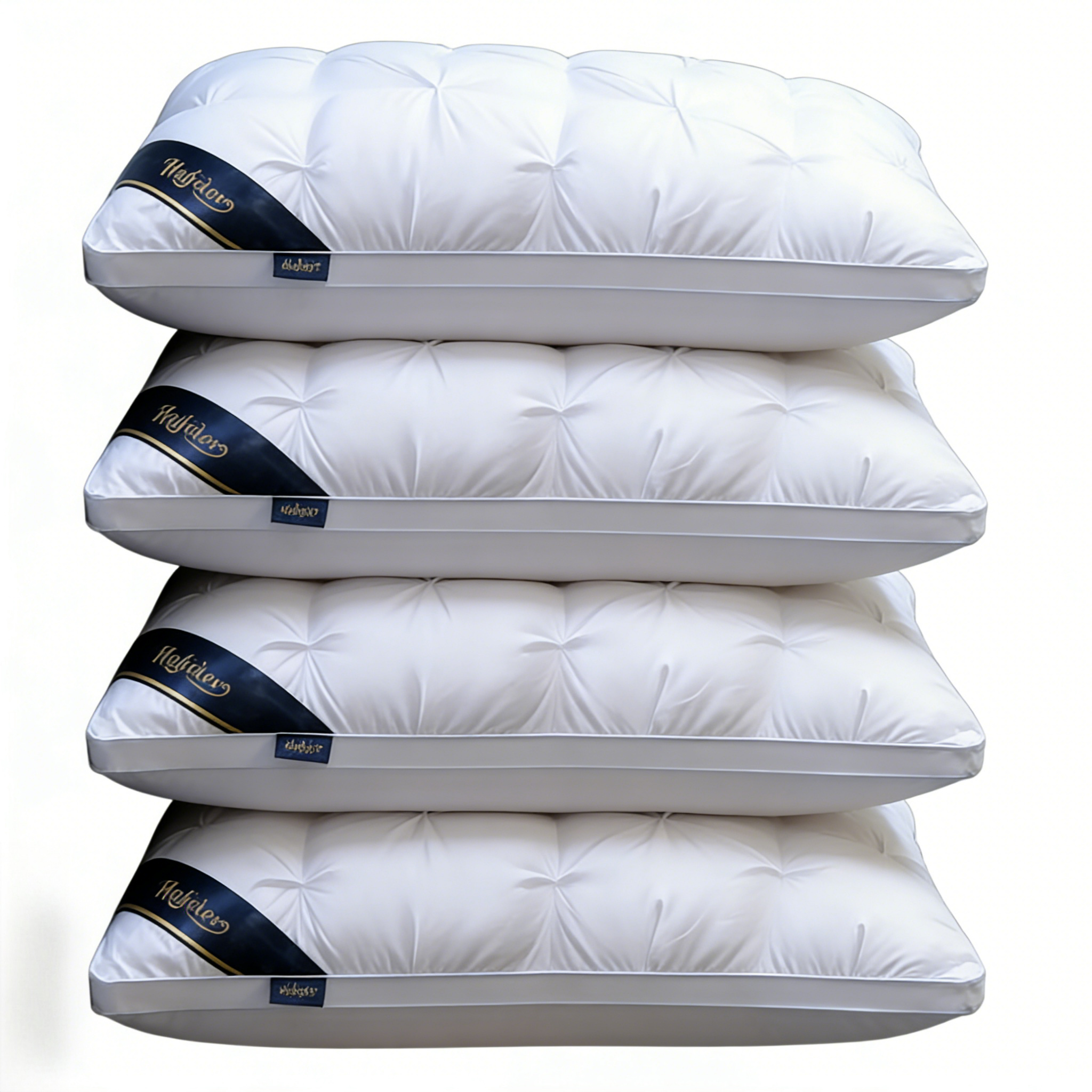 4-Pcs Luxury Hotel-Quality Pillows – Deep Sleep Neck Support, High-Density Non-Flat All-Season Pillowcases with White Satin, 100% Fill, Vacuum-Compressed Packaging (White), Home Comfort, Quilted Design, Premium Fabric, Supportive Cushion