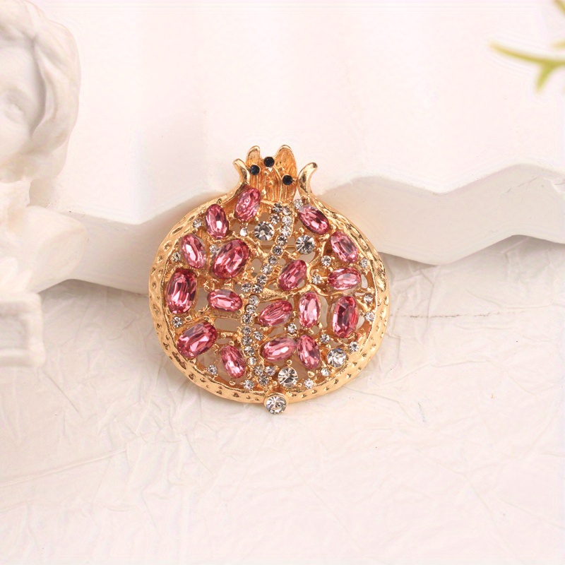 Image of 1pc Luxury Rhinaute Pomegranate Exquisite Women's Brooch And Pin Jewelry, Vintage Full Charm, Scarves, Coats, Bags And , Wedding Parties, Holiday Gifts