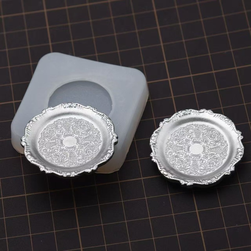 TEMU Moule en pour assiette sculptée, moule miniature pour résine UV, pâte à modeler, Bricolage, maison de poupée, pain, assiette à dîner