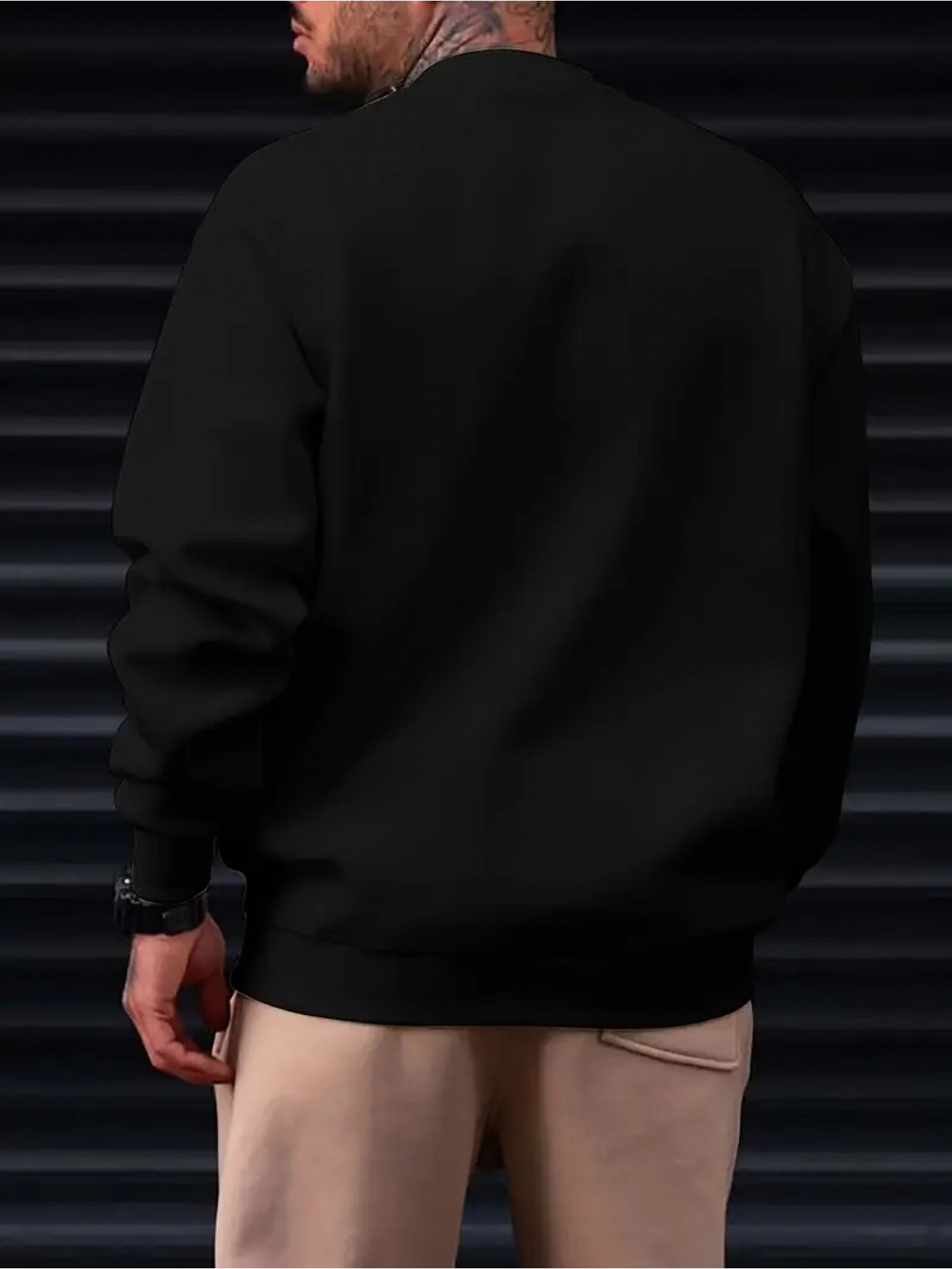 Heren Emporio Logo Print Oversized Witte Trui - Zware Casual Pullover, Lange Mouwen Ronde Hals