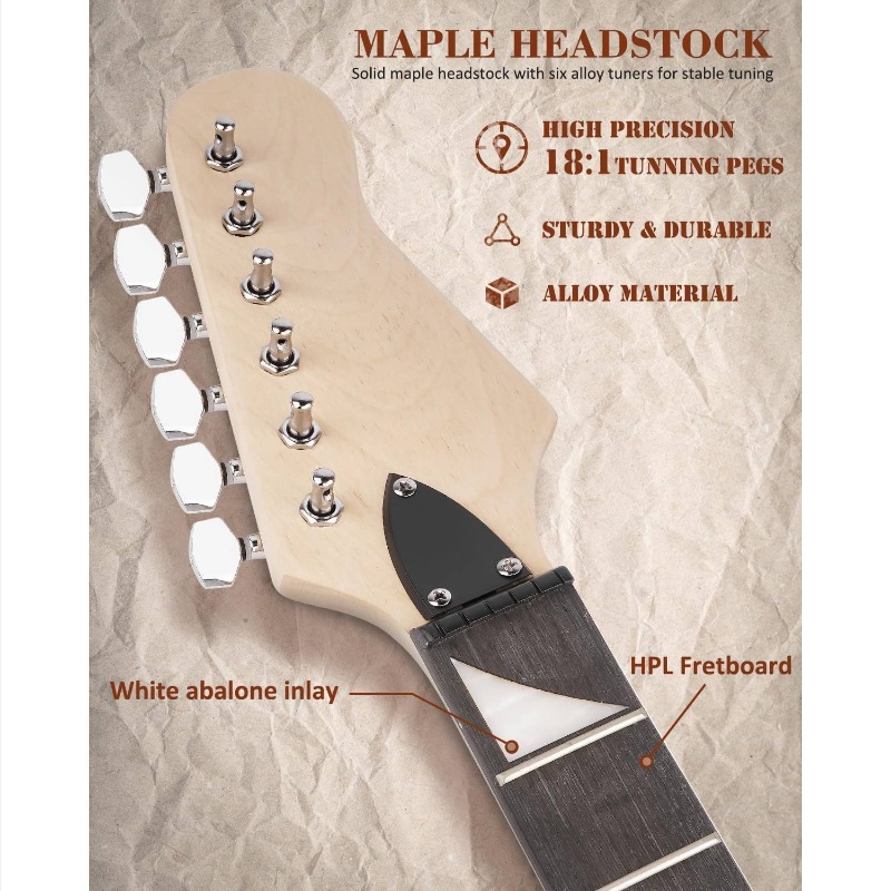 Guitar Kit, Fire Style Mahogany Body Maple Neck Guitar with HH Pickups | Easy to Assemble Kit with All Parts Included - Build Your Own Guitar SFR - D30, Silvery Grey Color