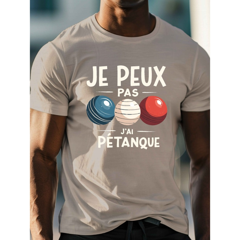 

Boules PAS J'AI UN CHIEN, Imprimé PETANQUE, T-shirt à manches courtes et col rond pour hommes, T-shirt décontracté, Haut décontracté et léger pour l'été