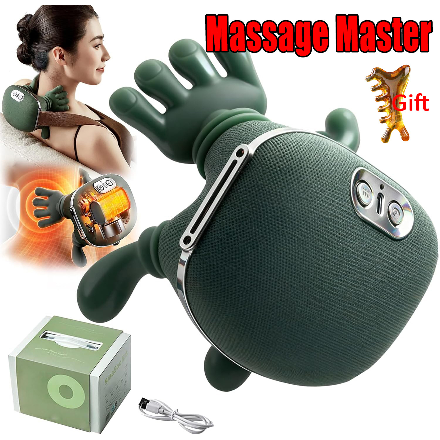 Multi-functional Shoulder And Neck Massager, Full-body Massage Heating Function, And Relaxes Muscles, Massages Shoulders, Back And Legs, Comfortable Electric Massager, Usb Charging, 2000mah Battery