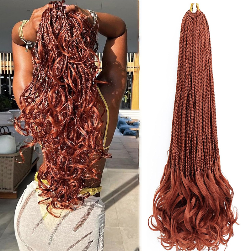 TEMU Lot de 1 paquet d'extensions de cheveux à à boucles de 22 pouces de long - box braids synthétiques au crochet avec pointes bouclées, extensions