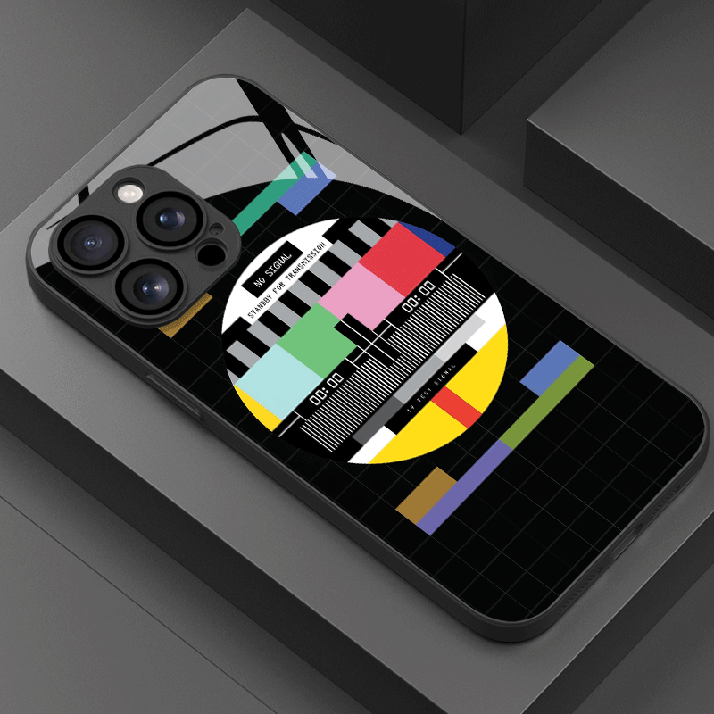 TEMU Phone Case: Tv Test Pattern Phone Case For Iphone 17/17 Air/16 Plus/17 Pro Max/17 Pm/17 Pro/13/12/ip11 Series, Full Coverage Case With Lens
