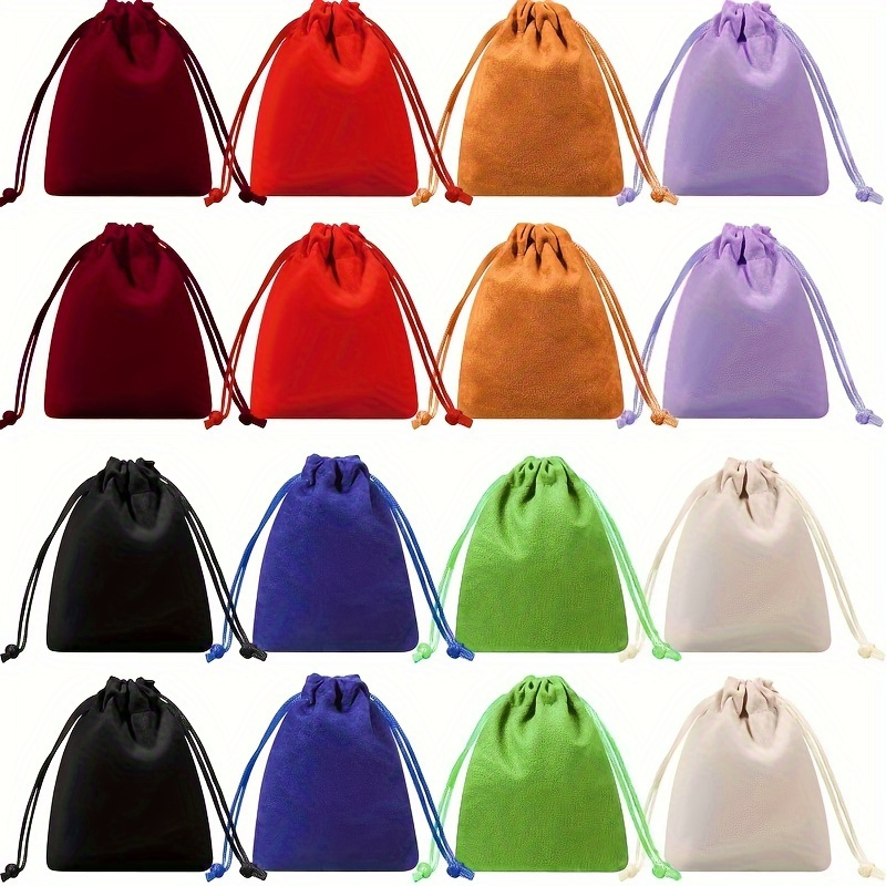 Image of 16pcs Mini Velvet Drawstring Bag For Dice, Jewelry, And Christmas Decorations - 4.7x3.5 Inch Multi-colored Storage Bag, Best For Christmas, Baskets, Boxes, And Home Organizing Containers
