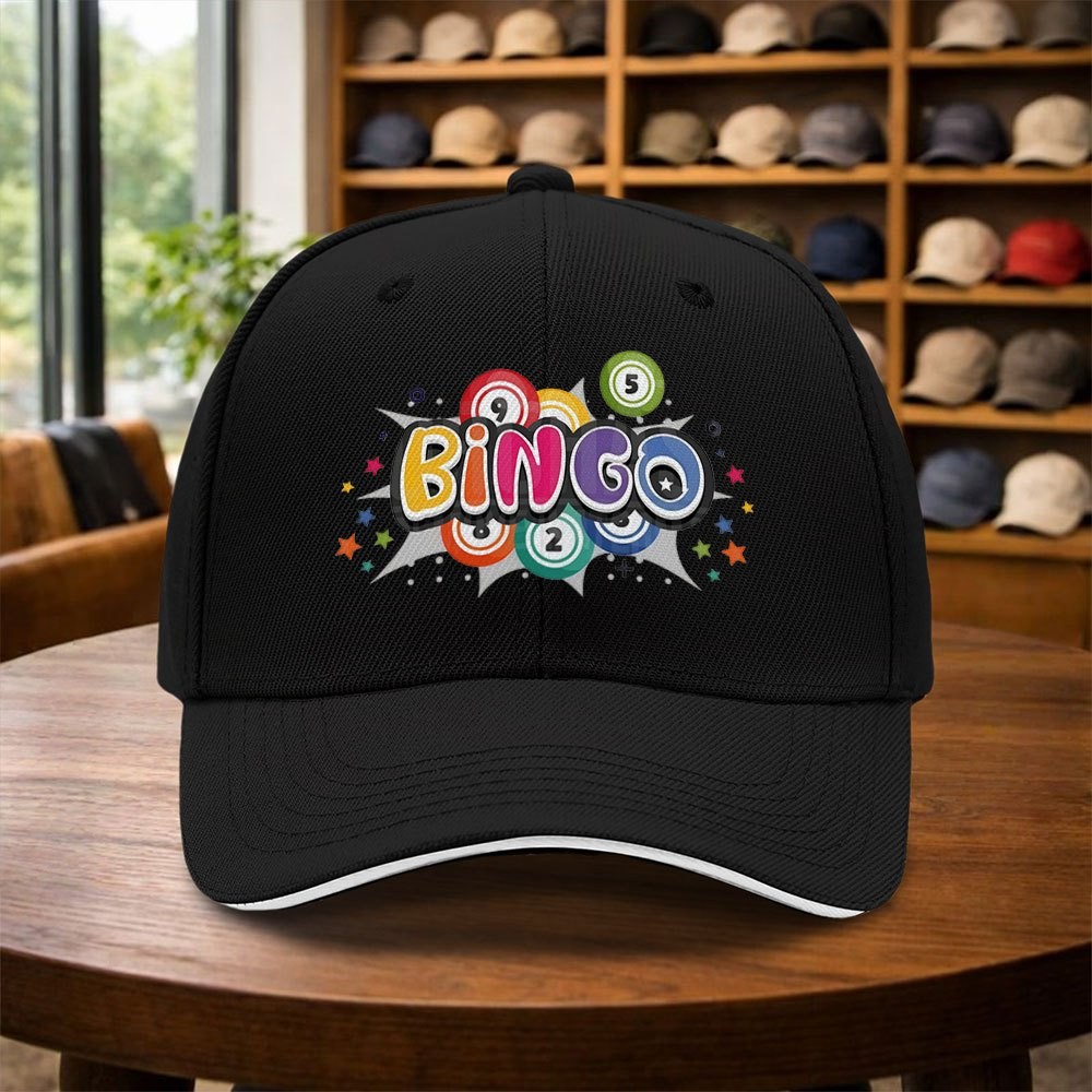TEMU Bingo Balls Graphic Baseball Cap Unisex Adjustable Polyester Curved Brim Casual Hat