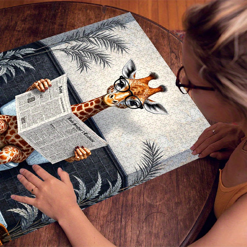 Newspaper-Reading Giraffe 1000pcs Jigsaw Puzzle