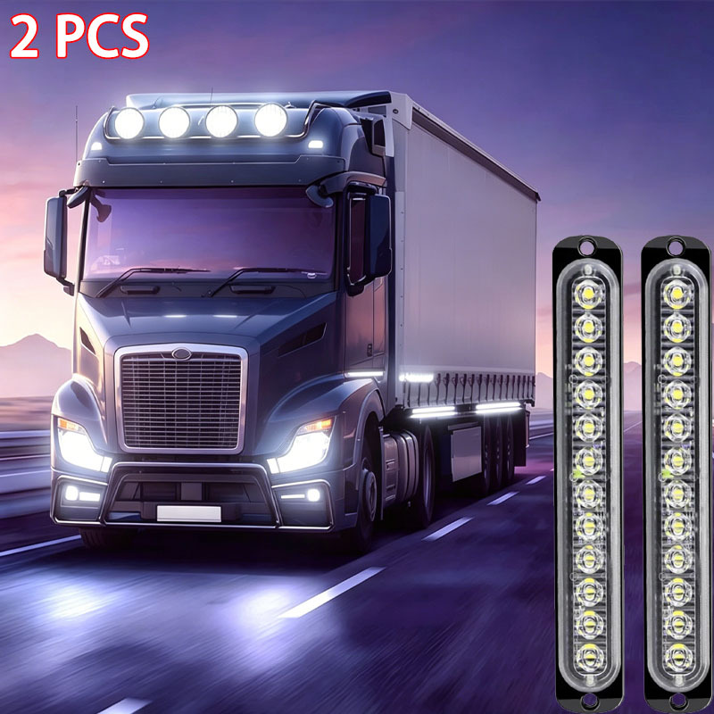 TEMU 2pcs Neon Truck Side Lights: Ultra-thin, 12-led Strip Lights For Automotive Auxiliary Lighting; Compatible With A Wide Range Of Vehicle Types,