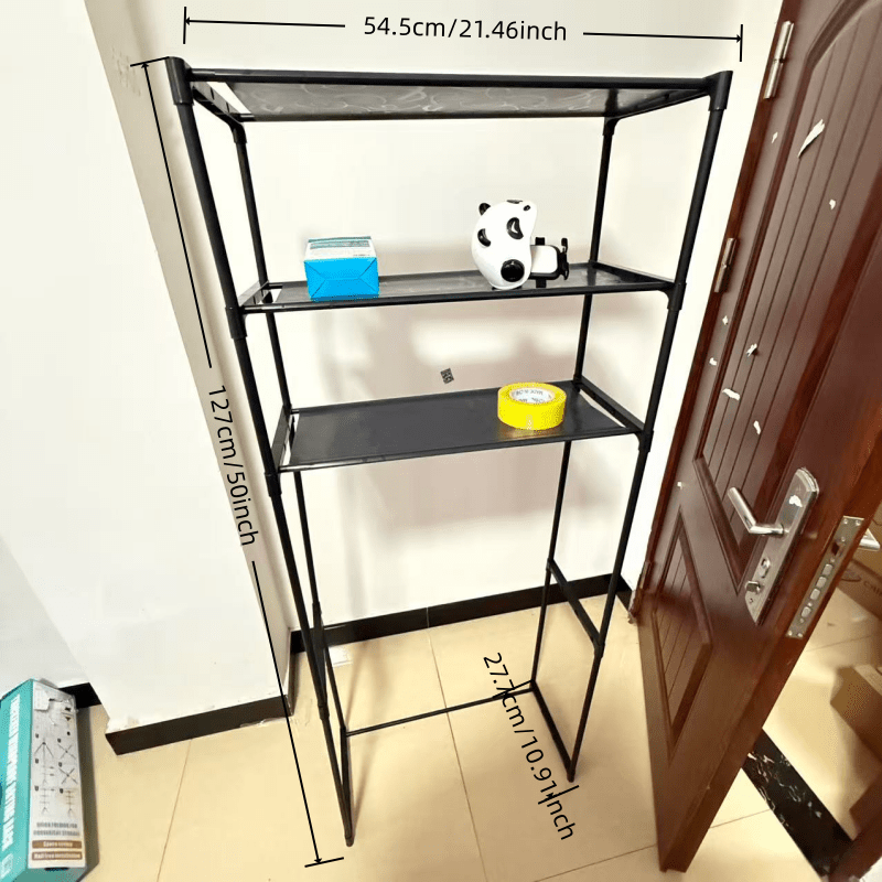 heavy-duty freestanding double-layer toilet shelf suitable for bathrooms &   rooms, no-drill easy assembly space-saving storage unit with upper & lower shelves, for towels, toiletries, medicines, books, standing shelf Product details 1