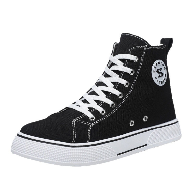 mens large size high top canvas shoes stylish lace up casual sneakers