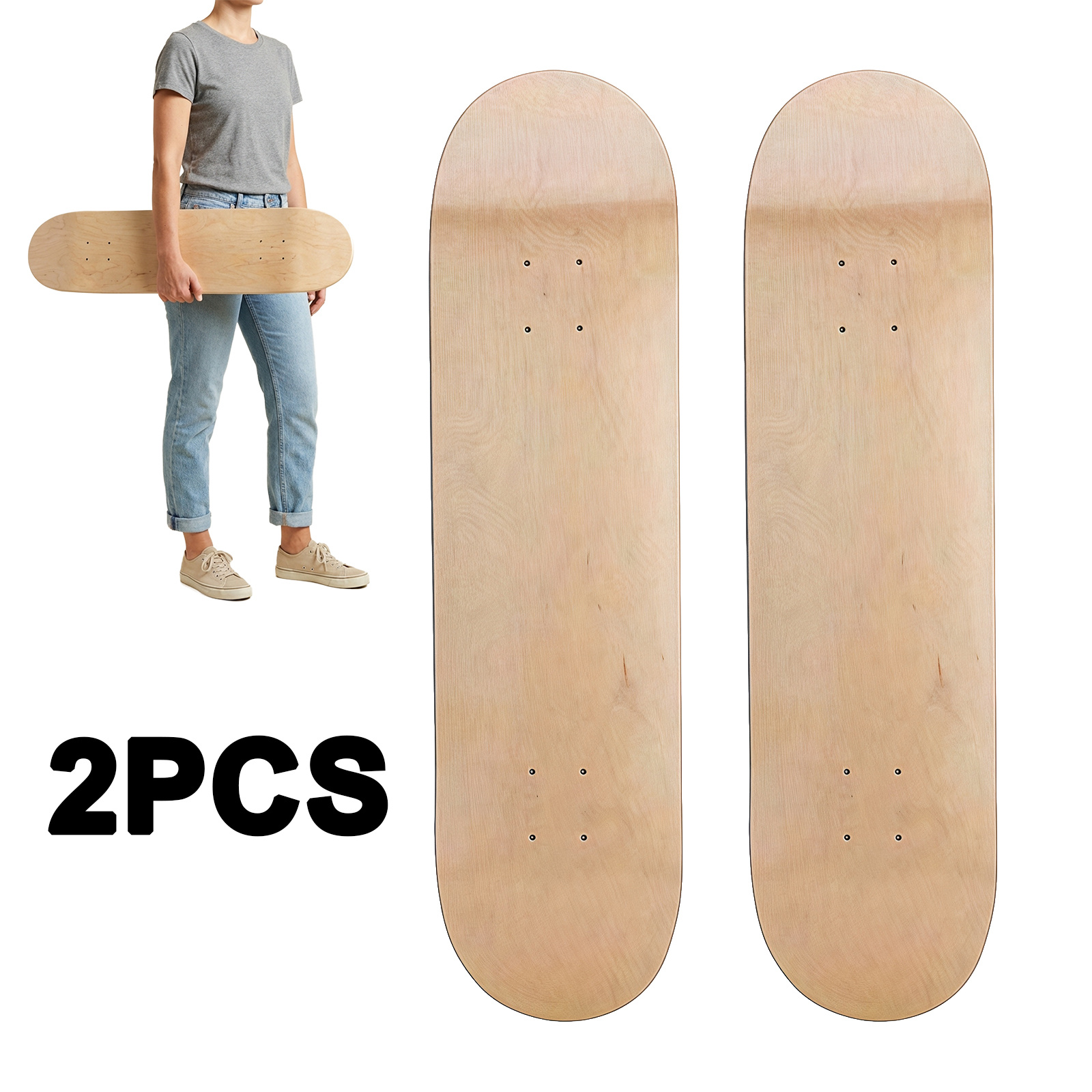 TEMU 2er-Set Skateboard-Deck, Skateboard für Skateboard-Enthusiasten Anfänger, kreatives Skateboard, blankes Skateboard-Deck mit doppelter Konkavität