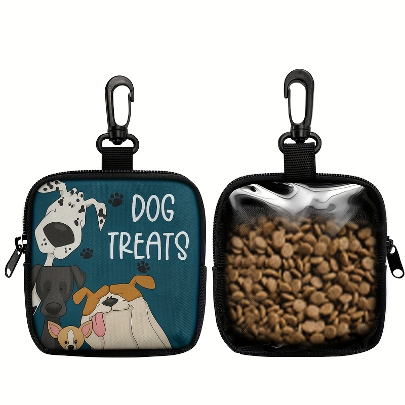 portable polyester dog treat pouch with zipper closure ideal for outdoor activities and   colorful design single sided printing transparent side   walking accessory vibrant and durable zipper seal