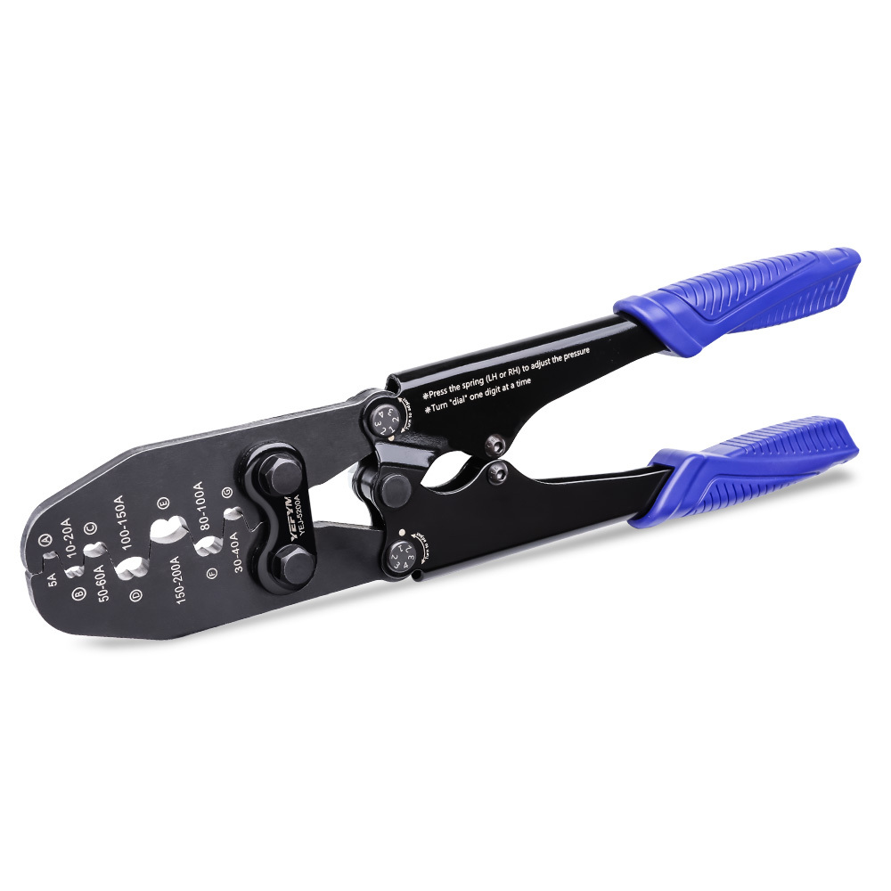 Battery Cable Lug Crimping Tool Kit – 8-1/0 AWG, 6 Rotating Dies, With Cable Cutter, 20 Ring Terminals & Heat Shrink Tubes