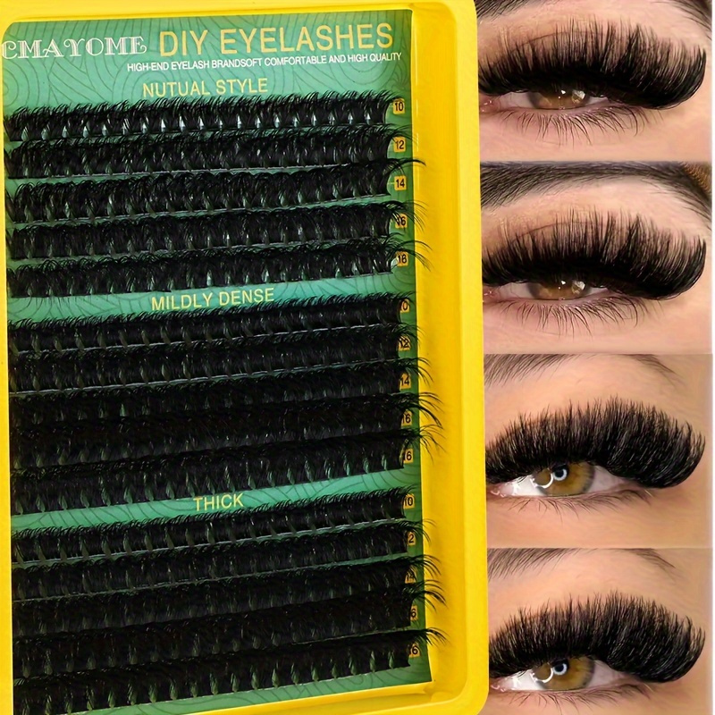 

Cmayome Diy Eyelashes Kit, +60d+80d+100d, Mixed Thickness 0.05mm/0.07mm, D Curved Cat , Full Look, Reusable , Beginner Friendly, Length 10-18mm, Packaging