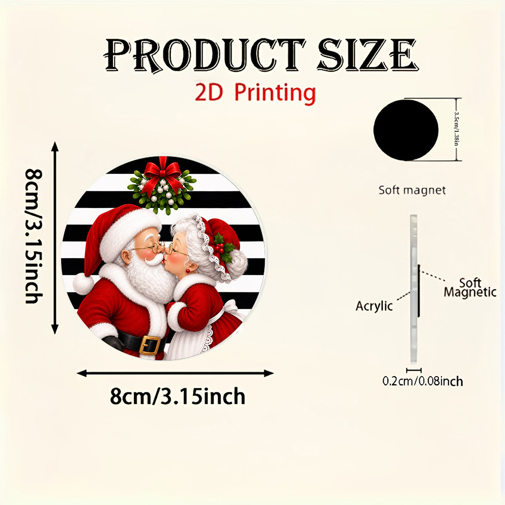 TEMU 1pc, Aimant de réfrigérateur 2D à impression plate, Nouvel aimant de réfrigérateur de Noël créatif, Matériau acrylique, 3,15 pouces carrés, Père
