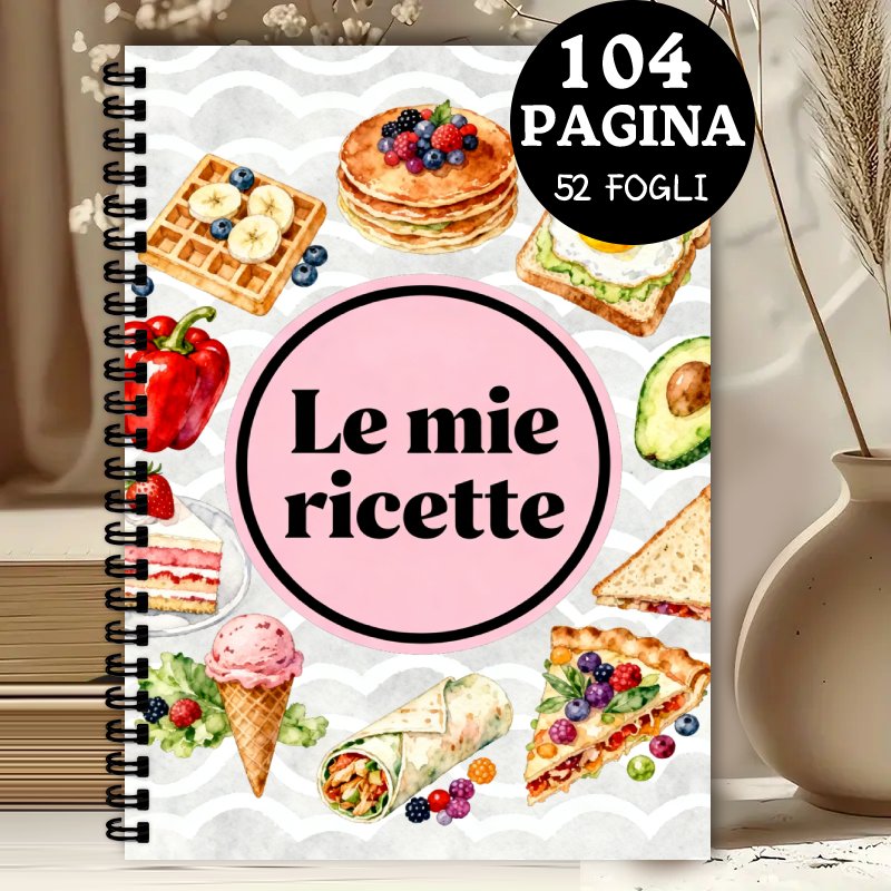 TEMU 1pc, Italian For Recipe Book, 104 Page Blank Kitchen Notebook With Spiral Binding, Perfect Gift For Family Chefs, Watercolor Food Illustration