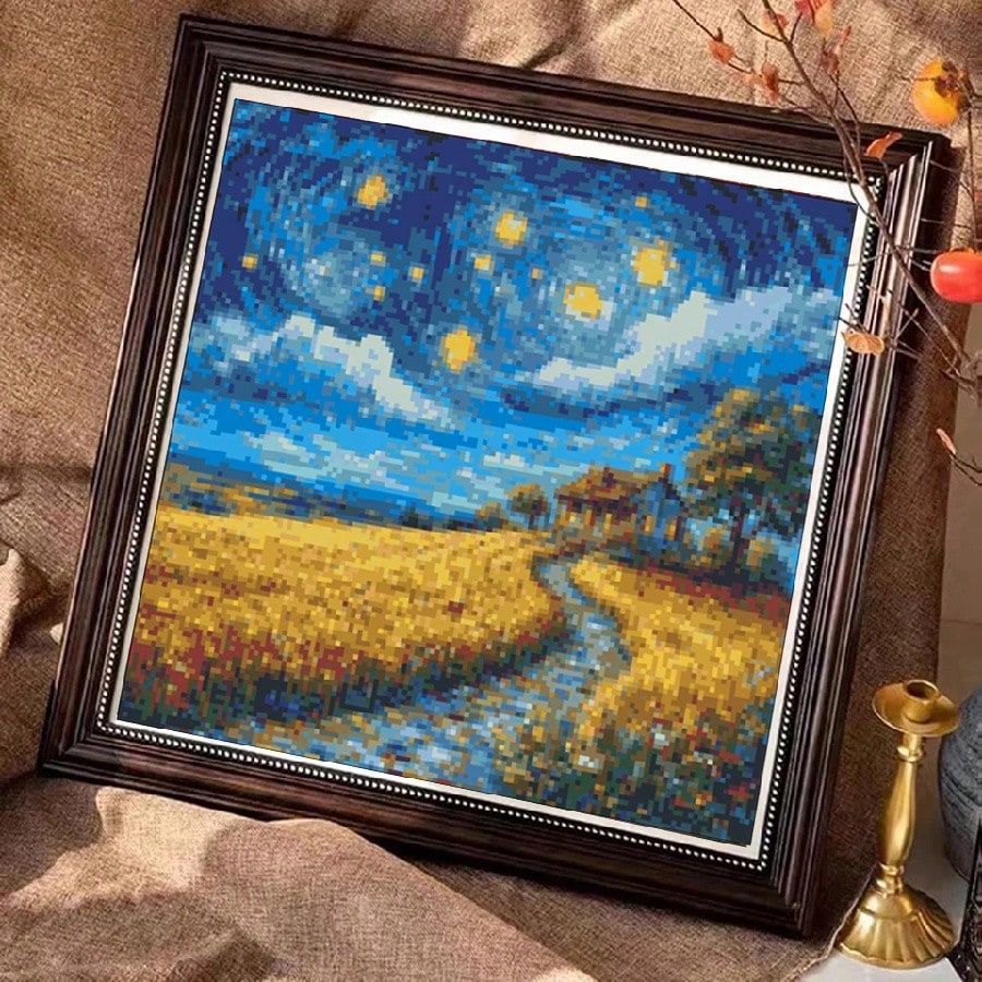Counted Cross Stitch Kit: Van Gogh Starry Night Embroidery Pattern