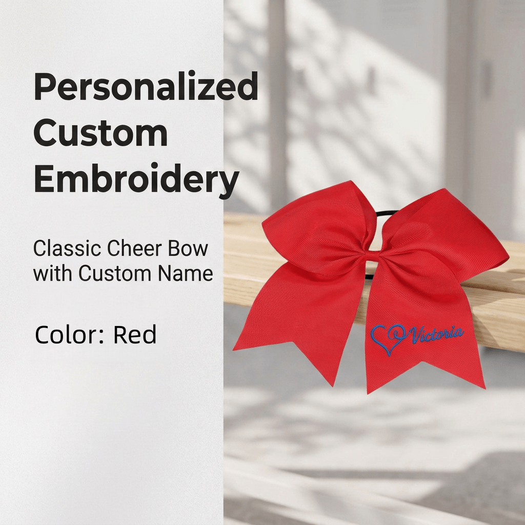 TEMU Custom Embroidered Personalized Name, Cute Bow Hair Accessory Hair Tie, Cheerleader Headpiece Decoration, Suitable For Birthday Parties And
