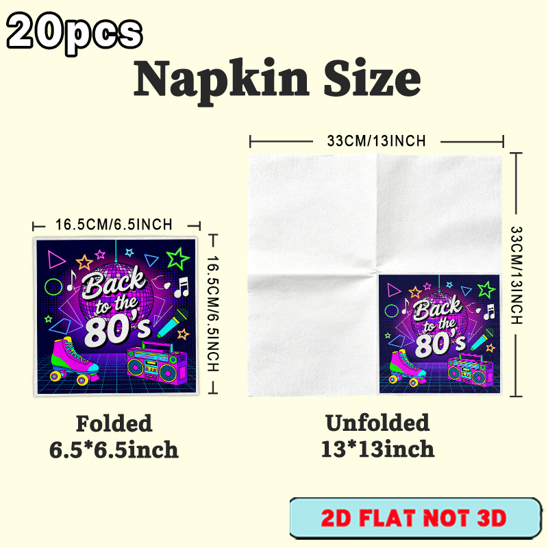 TEMU 2d Flat 20pcs, 80s Roller Pattern Disposable Paper Napkins, Decorative Guest Serviettes, Party, Baby Birthday, Farm Themed Celebration, Diner